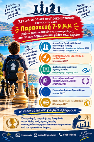 Μαθητικό Σκακιστικό Πρωτάθλημα και δημιουργία ομάδας επιλέκτων στην Ικαρία